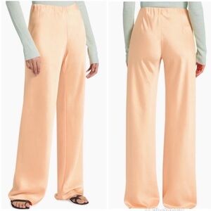 Vince Satin High-Waist Bias Pant in Cantaloupe Chic Peach Wide-Leg XL